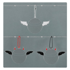 Mangeun Chain Wing Flap Protection Case Anime Creative Angel Demon Wing Badge Protection Case Accessories