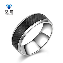 新款男士不锈钢戒指 欧美男士黑色钛钢戒指指环批发 黑白相间新款