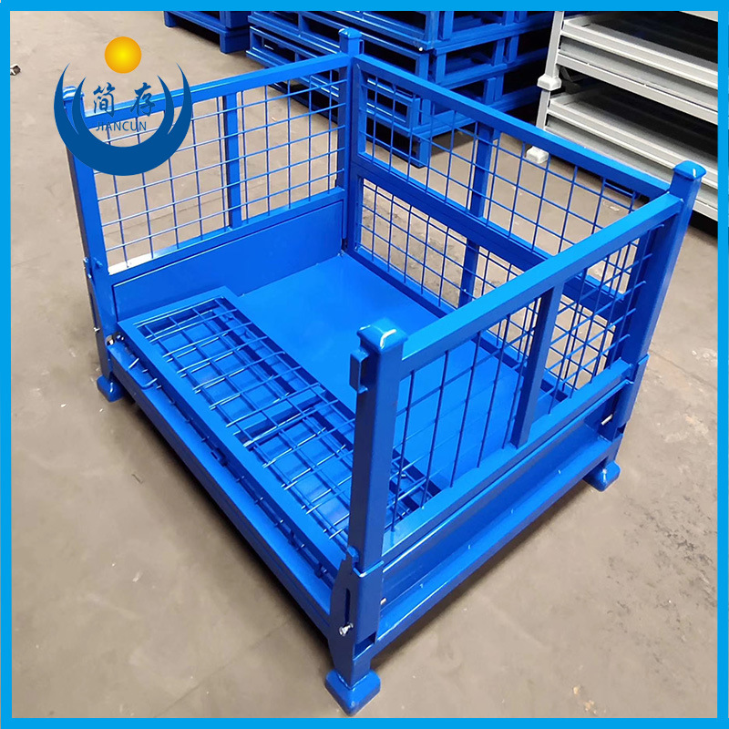 折叠式金属周转箱 堆垛式网格铁箱