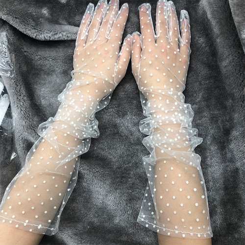 Sun protection gloves, summer thin mesh gloves, cycling and driving touch screen lace gloves