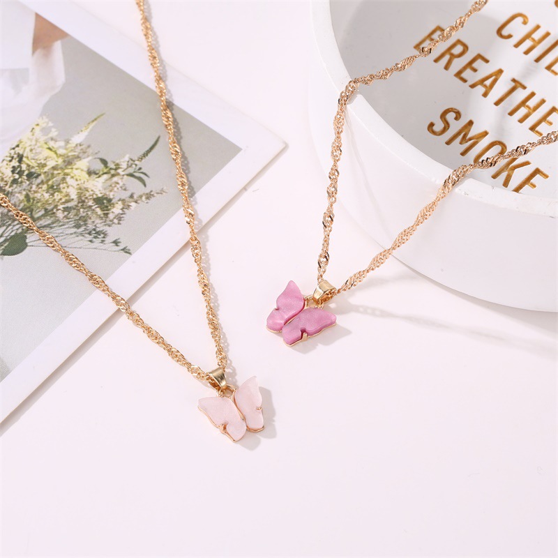 Fashion Butterfly Necklace Earrings Set Jewelry Acrylic Necklace Earring Set Hot Jewelry Wholesale Nihaojewelr display picture 11