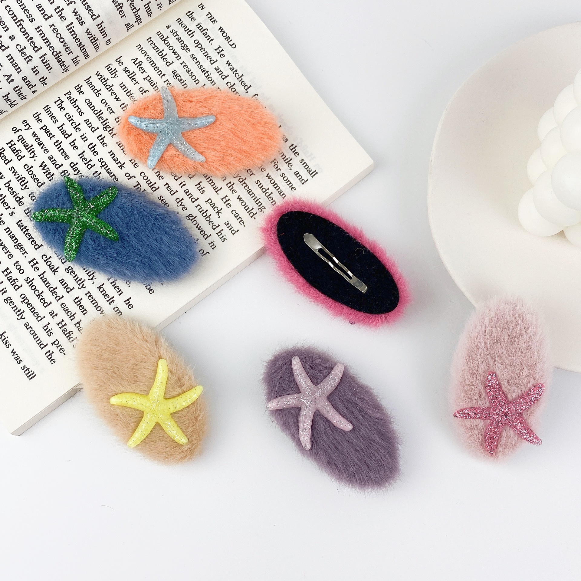 Korean Plush Starfish Candy Color Hairpin display picture 1