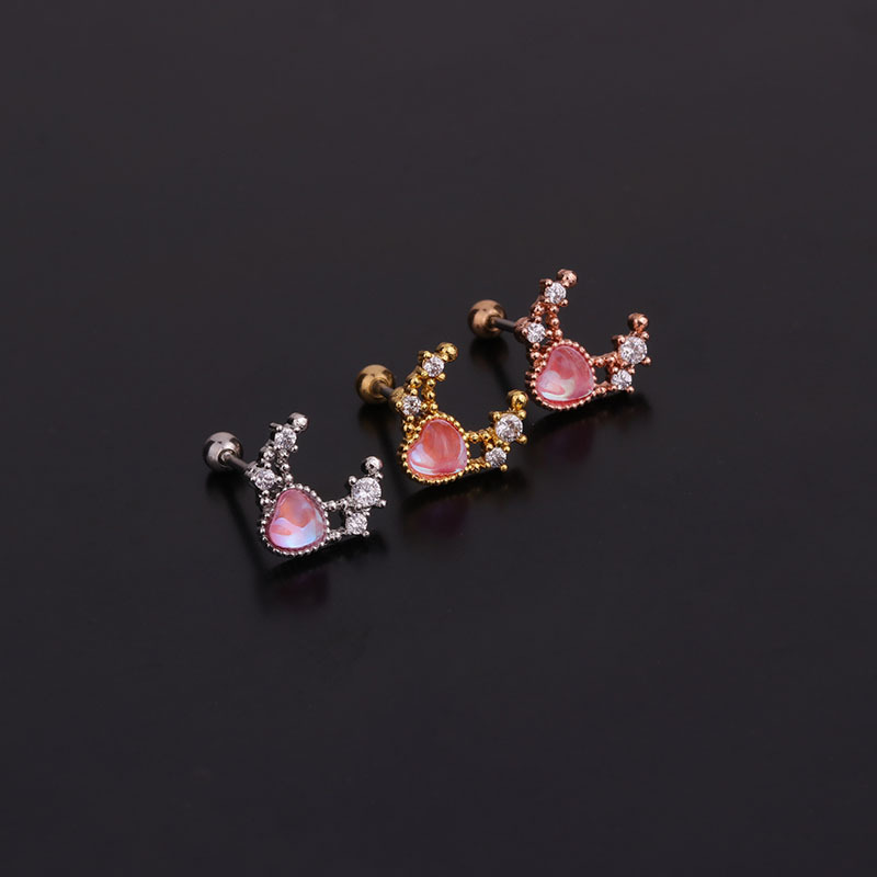 Korean Color Zircon  Fashion All-match Stainless Steel Earrings display picture 4