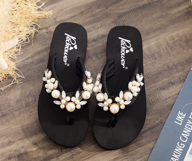 DIY Girls Slippers Kids Beach Fashion flip flops Casual Sandals Summer Comfortable Women Home Shoes Children pearl Slippers  b24 best leather shoes