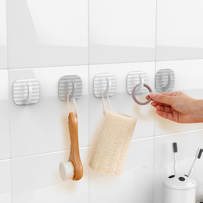 white Strength Mini Plastic Sticking hook enlarge No trace Coat hook kitchen Bathroom door ceramic tile Self adhesive Hooks