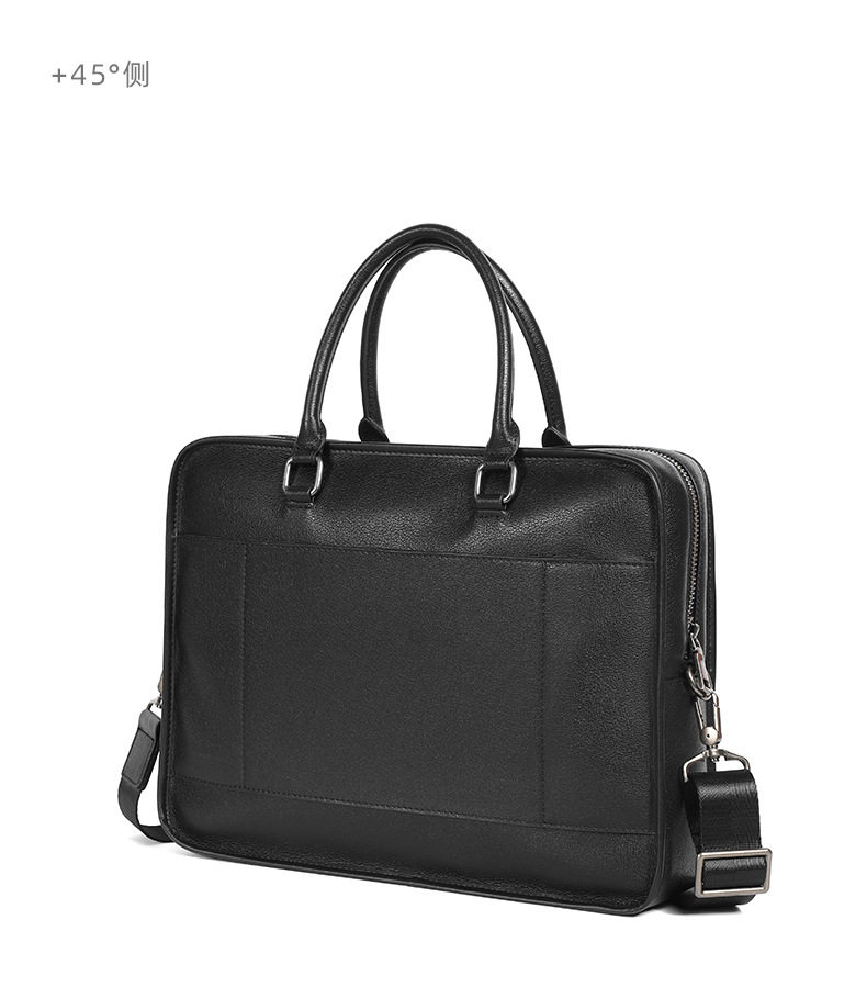 Túi xách tay nam da bò thật ngang 38×9×29 cm đựng laptop 14 inch — Màu đen chi tiết 16