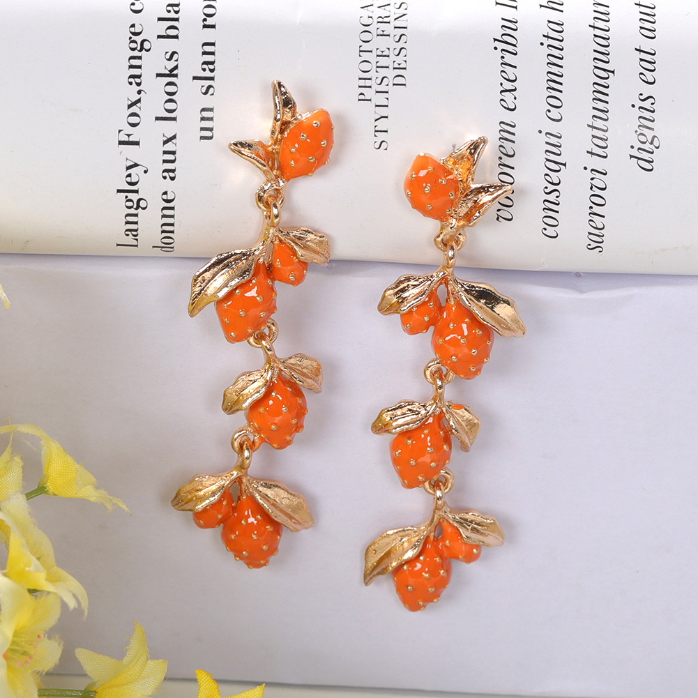 Alloy Drop Oil Lemon Earrings Fashion Natural Earrings Wholesale Nihaojewelry display picture 34