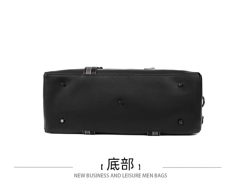 Túi du lịch xách tay nam da bò lớp đầu, túi tập gym kiêm túi hành lý đeo vai 40×16×25 cm — Màu đen chi tiết 18