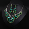 Jewelry, set, crystal, pendant, necklace and earrings, dress, accessories, European style, with gem, wholesale