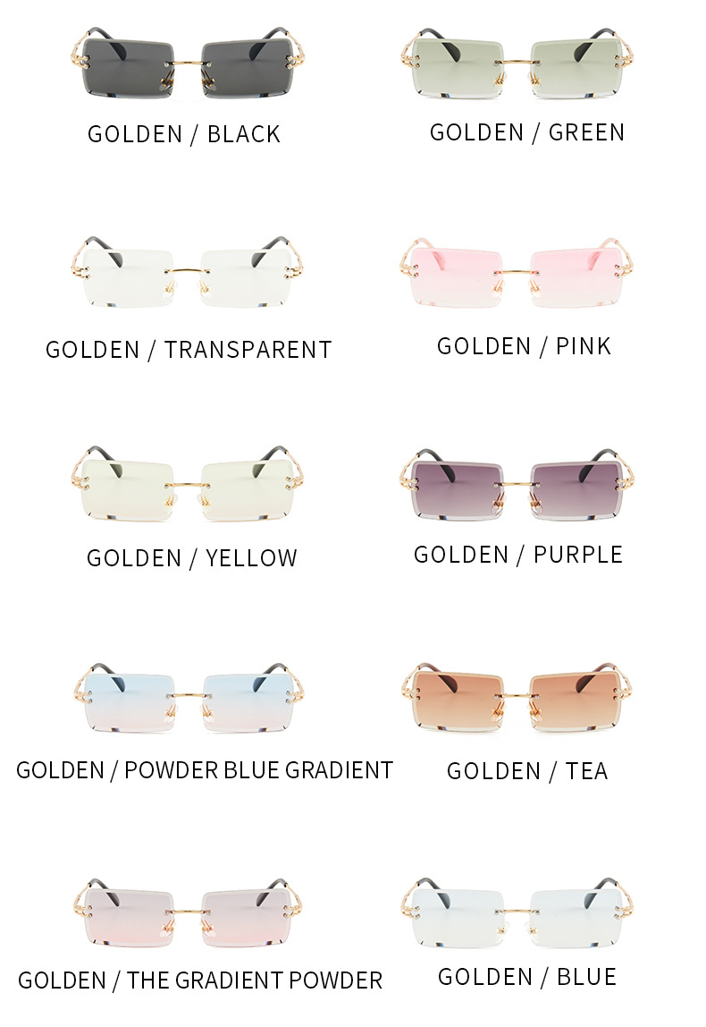 Simple Style Gradient Color Solid Color Pc Square Frameless Women's Sunglasses display picture 2