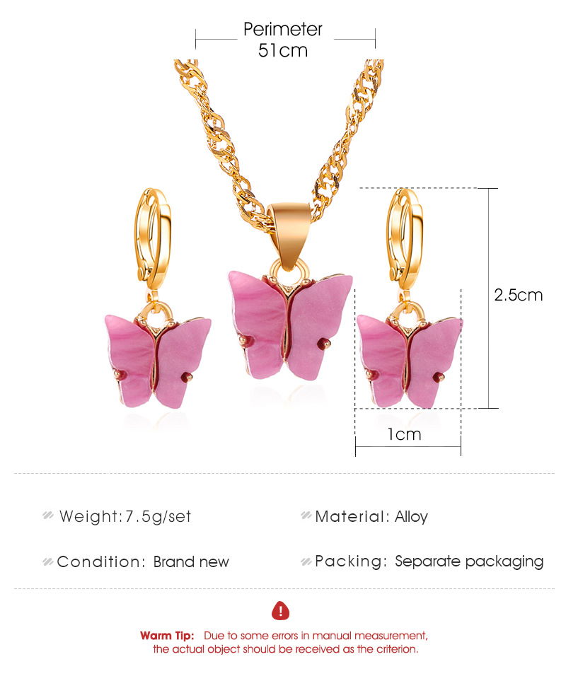 Mode Papillon Collier Boucles D&#39;oreilles Ensemble Bijoux Acrylique Collier Boucle D&#39;oreille Ensemble Bijoux Chauds En Gros Nihaojewelr display picture 1