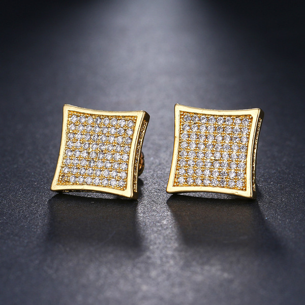 Small earrings for men and women hip-hop style with zircon