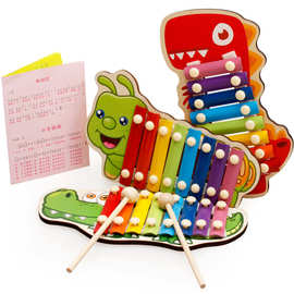 榉木质婴幼儿童八音敲琴敲打玩具早教益智宝宝乐器厂家直销小木琴