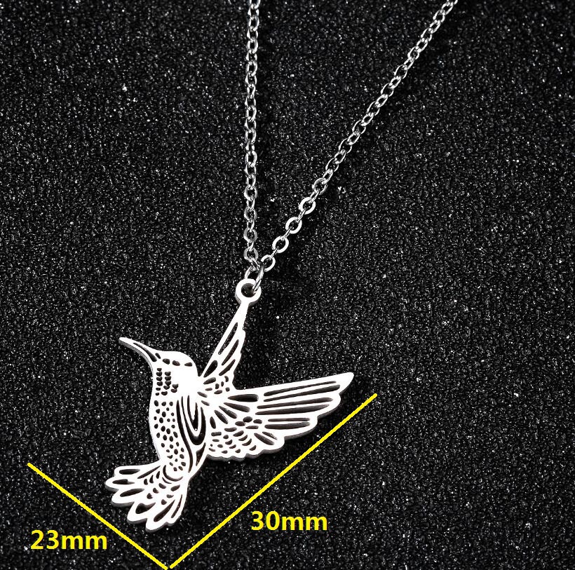 Daily Occasion 201 Stainless Steel Material PVD Coated 18K Gold Real Gold Plated Hummingbird 201 Stainless Steel Casual Simple Style Waterproof Non Tarnish 201 Stainless Steel Pendant Necklace