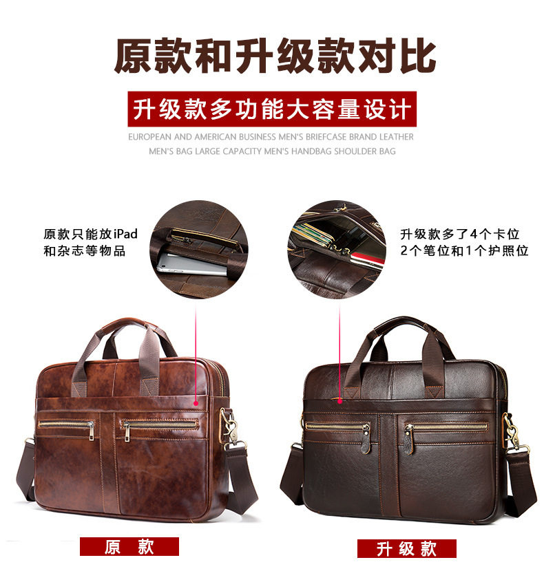 Túi công sở nam da bò thật 39×7×27 cm đựng laptop 14 inch, đeo vai và xách tay — 1115 Màu đen, Màu đen, 1116 màu đen, Cà phê 1116 chi tiết 8