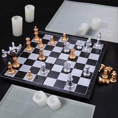 三信 國際象棋硅膠模具DIY蠟燭硅膠模具棋盤6件套巧克力烘焙磨具