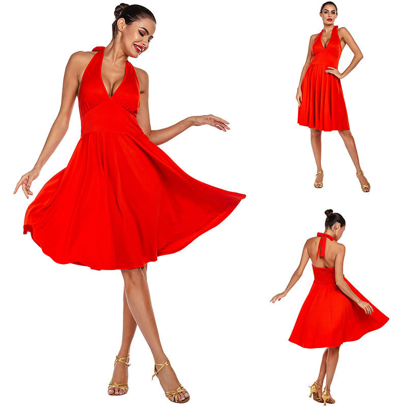 Open back big bottom Latin dance dress latin skirts women's adult latin dance dress