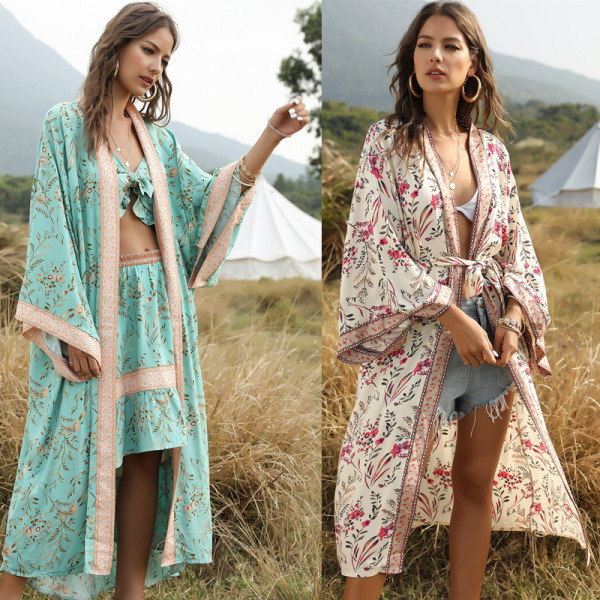 Bohemia beach holiday print sun proof cardigan Cape