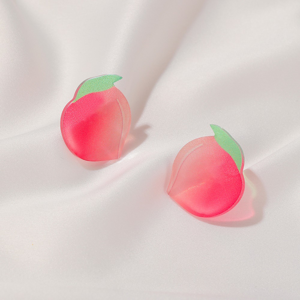 New Earrings Fruit Series Earrings Sweet Peach Earrings Acrylic Peach Earrings Wholesale Nihaojewelry display picture 6