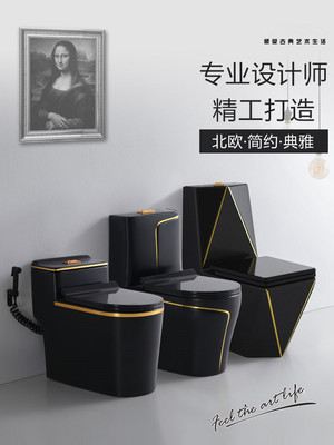 创意户型家用马桶黑色金色欧式节水抽水虹吸式个性创意陶瓷坐便器|ru