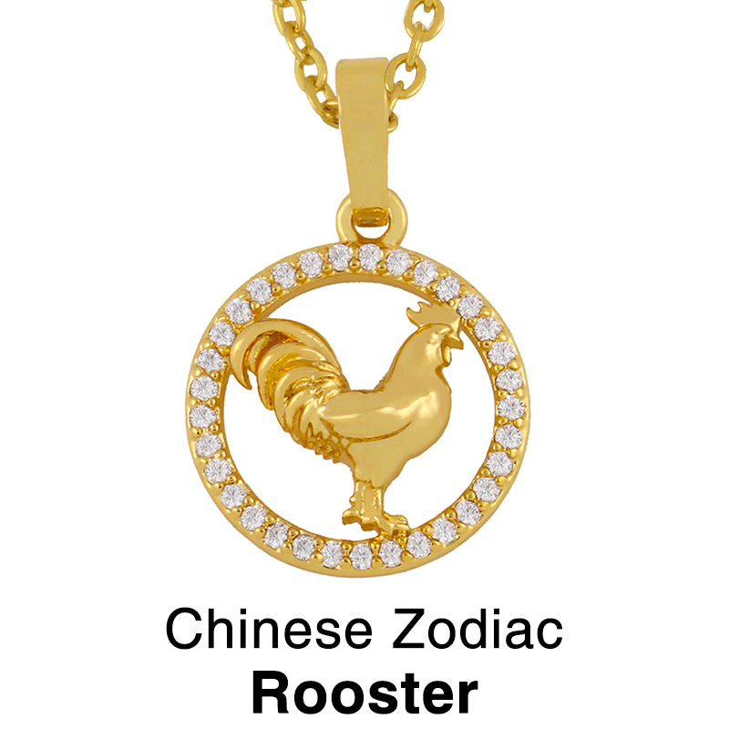 Chinese style 12 zodiac pendant simple diamond animal necklace