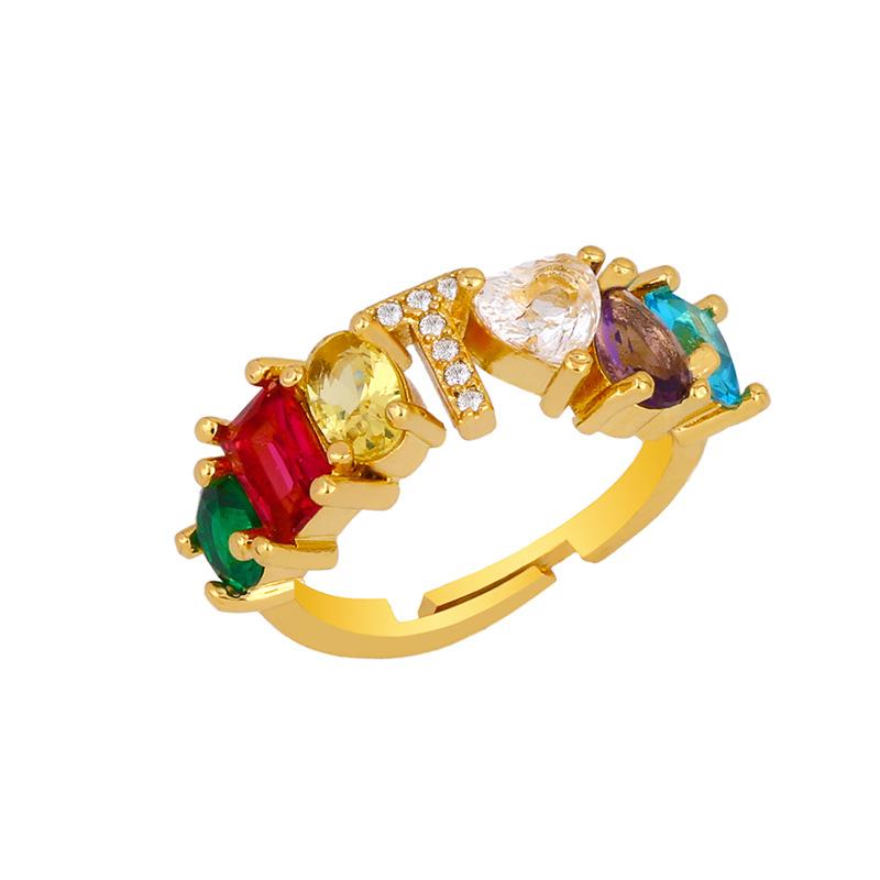 12g Weight 18K Gold Plated Plating Material Artificial Gemstones Inlay Material Birthday Occasion Copper Material Letter Pattern Women'S Gender Plating Design Fashion Style Fashion Letter Copper 18k Gold Plated Artificial Gemstones In Bulk 21