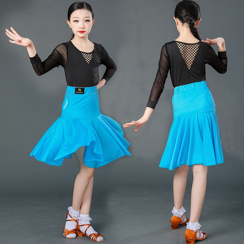 Red leopard blue white color Professional Latin dance dresses for girls