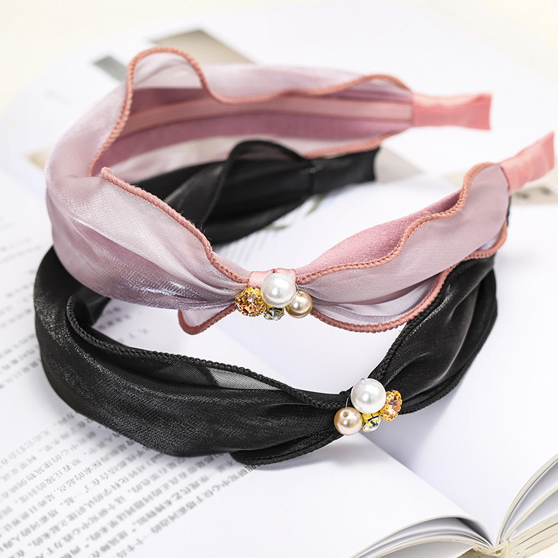 New Fashion Satin And Bright Silk Fabric Rhinestone Pearl Cheap Headband Wholesale display picture 13