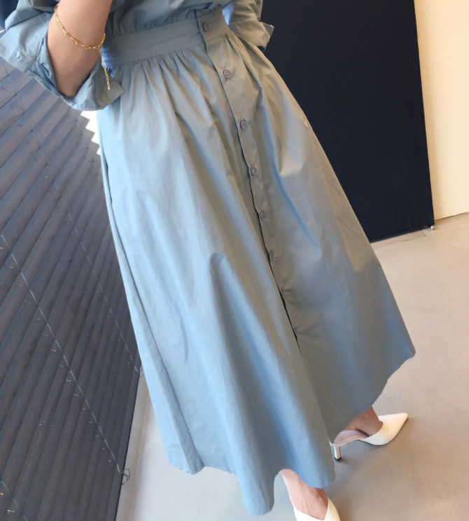 French Style Vintage Court Style Waist Single-Breasted Dress  Fall Long Loose Shirt Dress in Dresses