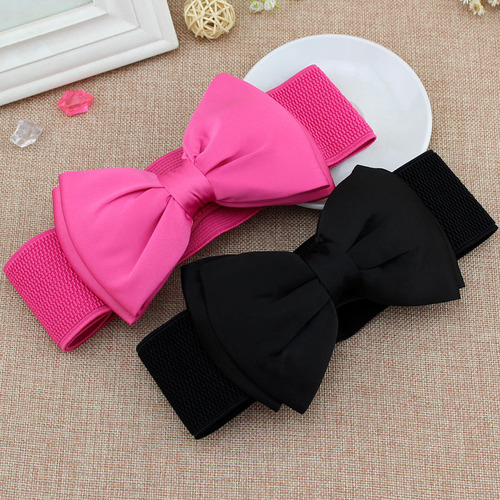 Ladies Elastic Waist Belt chiffon with big bow waist sash women's dress fashionable sweet waist belt one-piece dropshipping waist belt