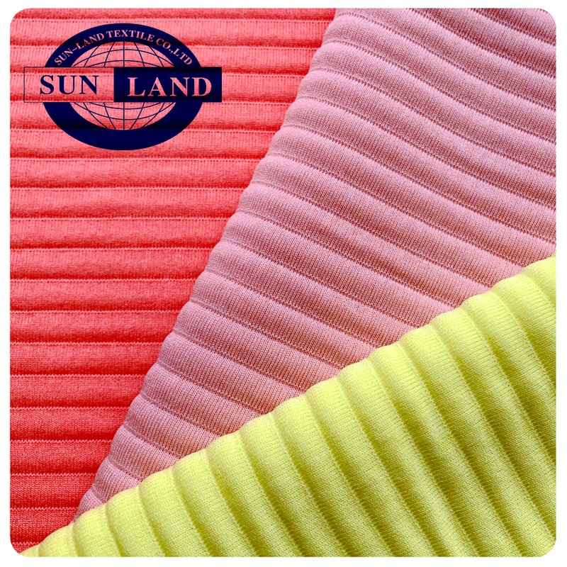 全涤阳离子横条空气层卫衣针织面料楼梯布