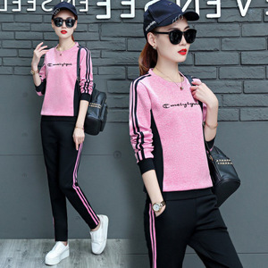 Sports suit looks thin and loose， long sleeve running two piece set