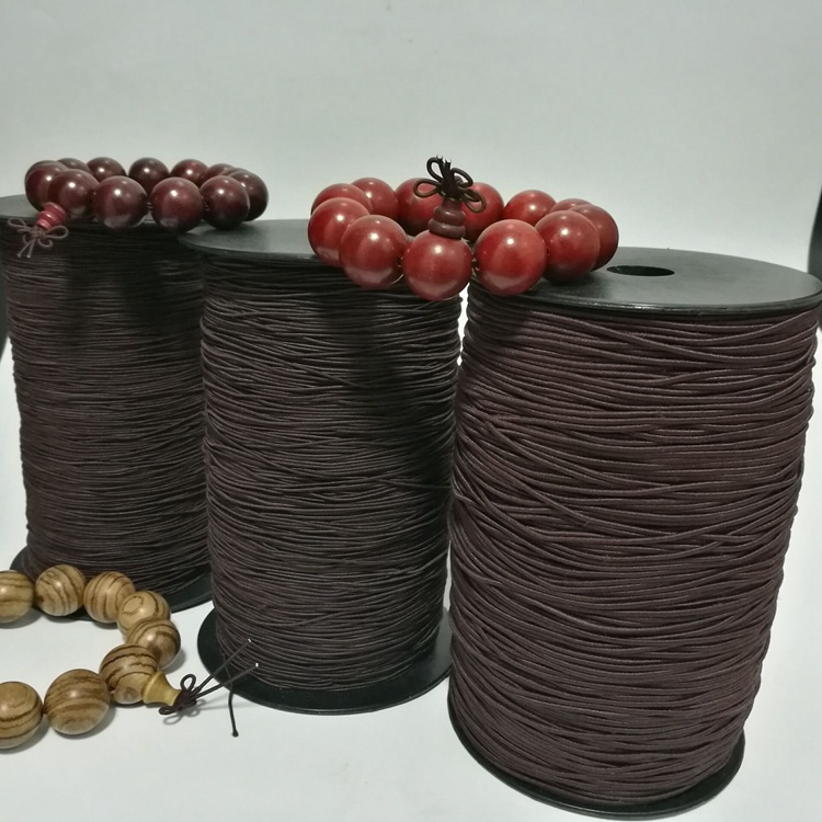 厂家直销0.8-1.5mm咖啡色包芯弹力线 手工艺品佛珠线大卷装