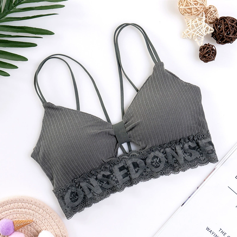 Lace Tube Top Bralette, Push-Up Wireless Bra Top, French-Style, One Size (Women)