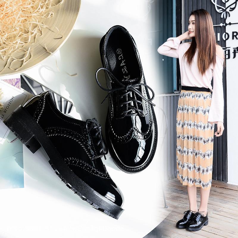 Retro single shoes soft sole Korean leat...