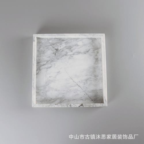 Hotel model room bathroom wash tray cake tray home cosmetics white natural marble square tray
