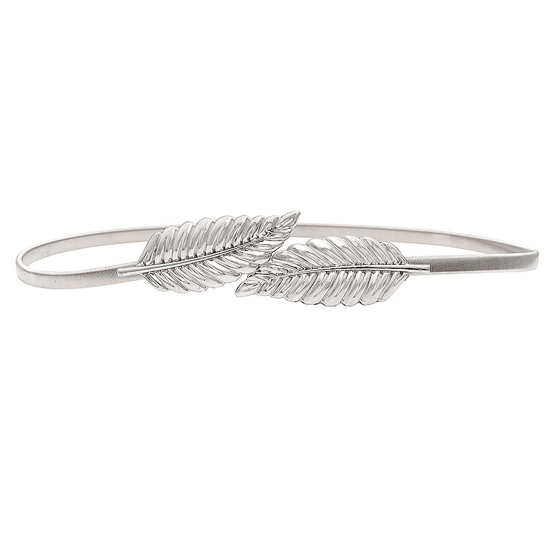 Oro Plata de las mujeres estilo Coreano hojas metal cadena la cintura elástico cinturón Otoño e Invierno Venta caliente