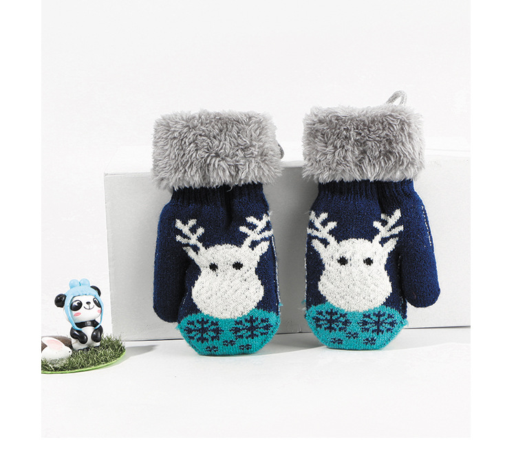 Warmth  Antifreeze Christmas Deer Plus Velvet Knitted Gloves display picture 3
