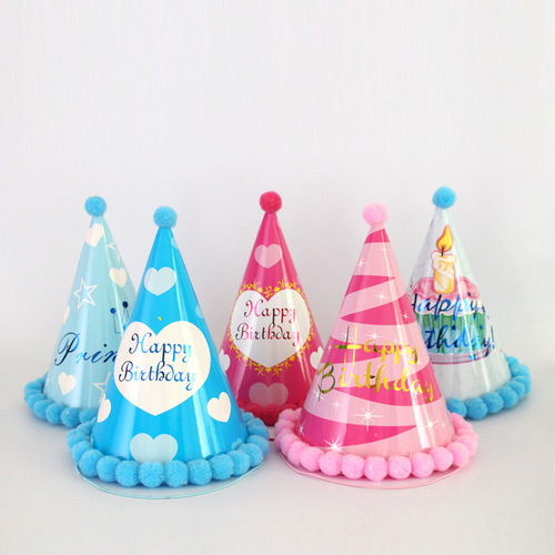 Large Birthday Hat, Flocked Hat, Adult and Children Party Hat, Creative Triangular Pointed Hat, Festival Party Decor Hat
