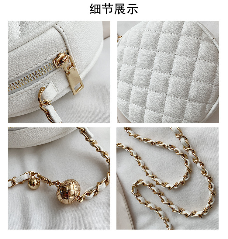 New Fashion Simple  Trend Fashion Rhombus Chain  Shoulder Messenger Small Round Bag Wholesale display picture 11