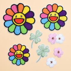 Modern Minimalist Embroidered Sunflower Computer Embroidery Moth Lotus Flower Fabric Patch for Clothes Decoration