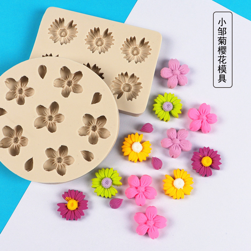 Molde de silicona flor de cerezo DIY aromaterapia molde de yeso decoración de la torta pequeña Zou Ju molde de chocolate epoxi
