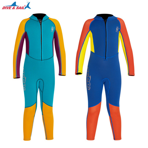 Cross-border new children's wetsuit 2.5mm one-piece thickened thermal swimsuit long-sleeved big children's cold-proof snorkeling swimsuit