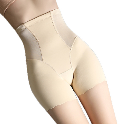 Ice Silk Thin Body Shaping Pants Women's High Waist Tummy Control Safety Pants Women's Anti-Exposed Large Size Boxer Shaping Pants Leggings