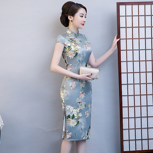  Chinese Dress Qipao for women cheongsam version of mulberry silk dress