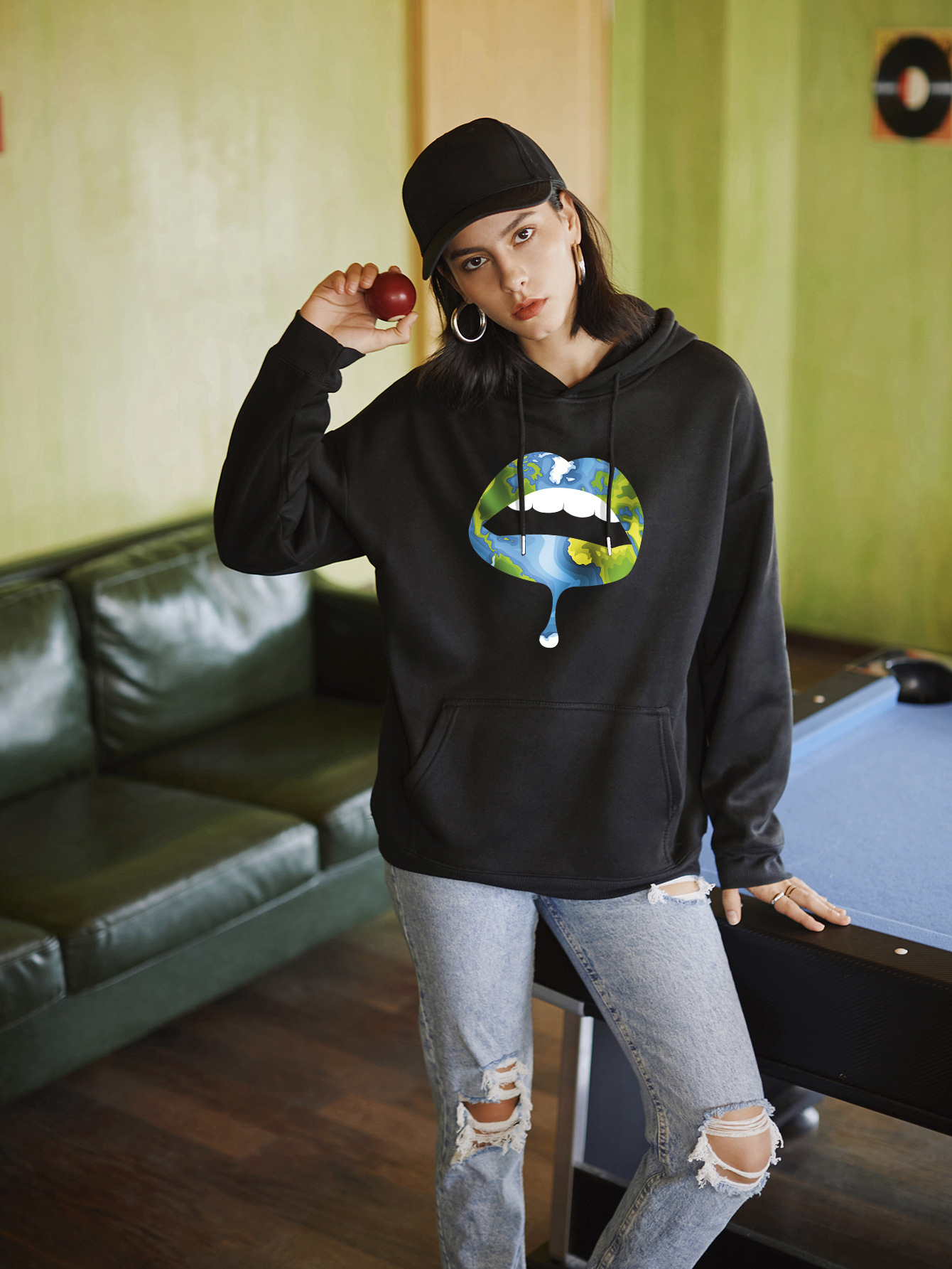 Sexy Lips Street Casual Hooded Sweater NSSN2272