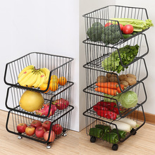 廚房蔬菜籃鐵藝金屬水果籃多層多功能鏤空歐式可移動菜籃子置物架