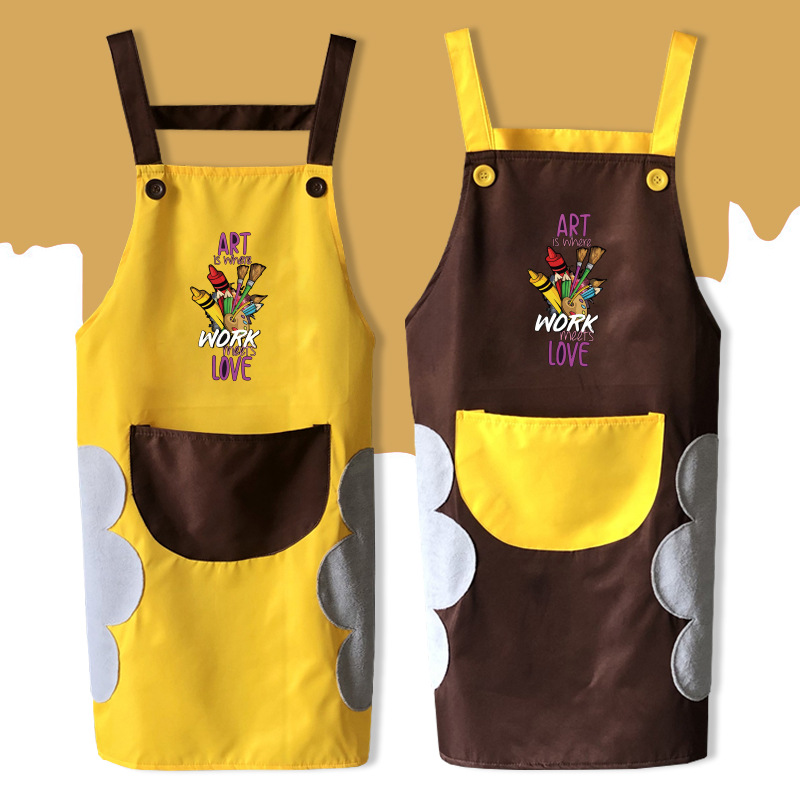 Aceite impermeable mochila Hotel hombres y mujeres ropa de trabajo logotipo impreso verano arte pintura delantal moda coreana Smock