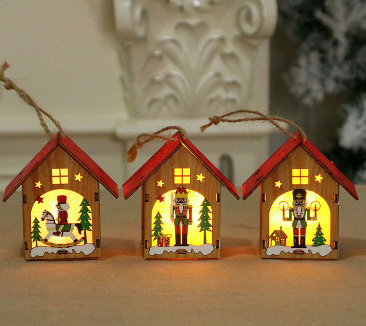 Christmas Luminous Assembled Wooden House display picture 1