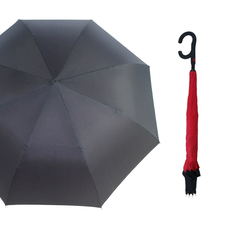 Creative double -layer C -type automatic reverse umbrella avoiding the sun umbrella car fixed rod reverse umbrella ads reverse umbrella